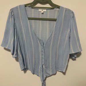 BP Buttoned Up, Tie Up Crop Top
